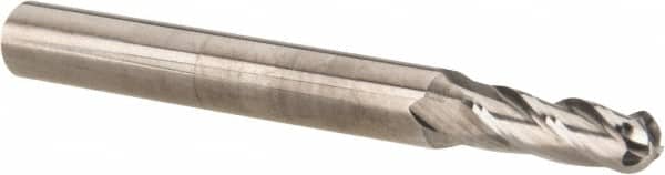 OSG 13/64 Diam, 5/8 LOC, 4 Flute Solid Carbide Ball End Mill
