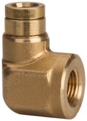 PARKER 1/4 Outside Diam, 1/4 NPTF, Brass PushtoConnect Tube Female Elbow