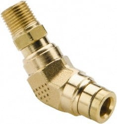 PARKER 1/4 Tube OD, 1/4 NPT Brass PushtoConnect Tube Male Swivel 45&deg; Elbow