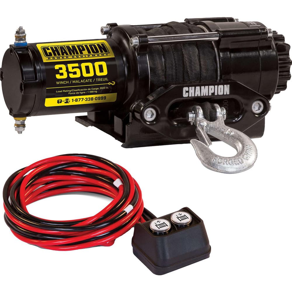 CHAMPION POWER EQUIPMENT Automotive Winches; Winch Type: Utility ; Winch Gear Type: Planetary ; Winch Gear Ratio: 171:1 ; Cable Length (Feet): 50.000 ; Pull Capacity: 3500lb ; Cable Length: 50.000