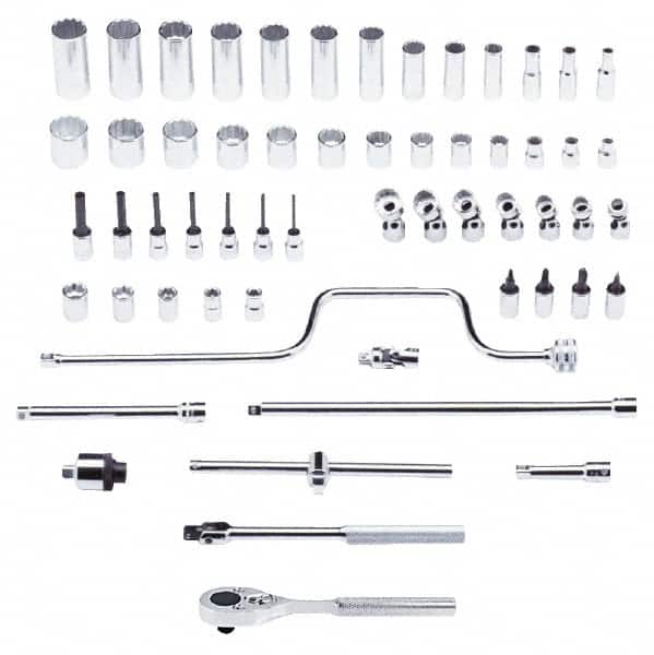 PROTO 58 Piece 3/8 Drive Chrome Finish Deep Well Socket Set