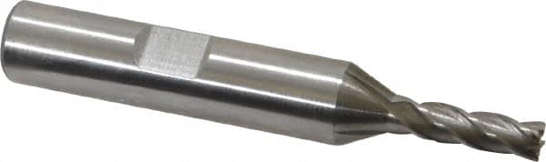 MSC INDUSTRIAL 11/64, 7/16 LOC, 3/8 Shank Diam, 23/8 OAL, 4 Flute, High Speed Steel Square End Mill