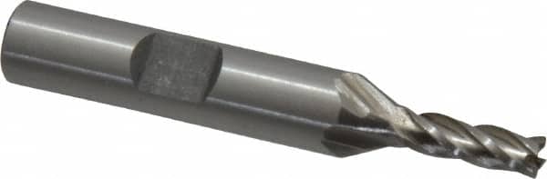 MSC INDUSTRIAL 3/16, 1/2 LOC, 3/8 Shank Diam, 23/8 OAL, 4 Flute, High Speed Steel Square End Mill