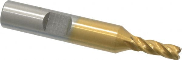 MSC INDUSTRIAL 3/16, 1/2 LOC, 3/8 Shank Diam, 23/8 OAL, 4 Flute, High Speed Steel Square End Mill