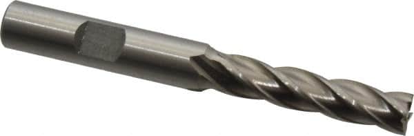 MSC INDUSTRIAL 5/16, 13/8 LOC, 3/8 Shank Diam, 31/8 OAL, 4 Flute, High Speed Steel Square End Mill