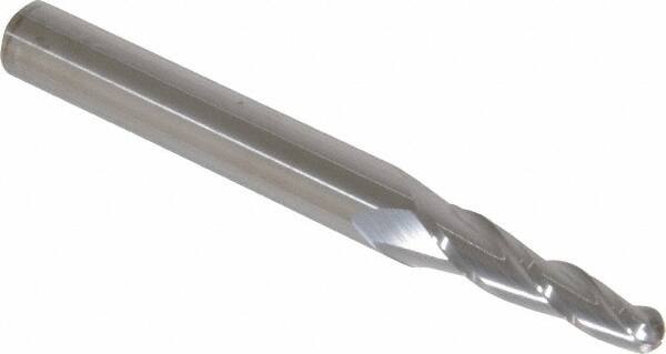 ACCUPRO 3&deg; 1/4 Small End Diam, 11/4 LOC, 3 Flute Solid Carbide Tapered Ball End Mill