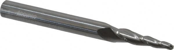 ACCUPRO 5&deg; 3/32 Small End Diam, 3/4 LOC, 3 Flute Solid Carbide Tapered Ball End Mill