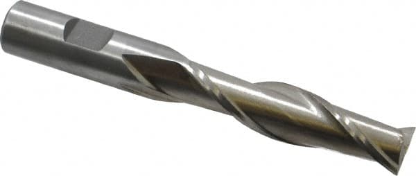 MSC INDUSTRIAL 5/8, 21/2 LOC, 5/8 Shank Diam, 45/8 OAL, 2 Flute, High Speed Steel Square End Mill