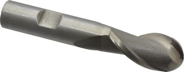 MSC INDUSTRIAL 5/8 Diam, 11/8 LOC, 2 Flute High Speed Steel Ball End Mill