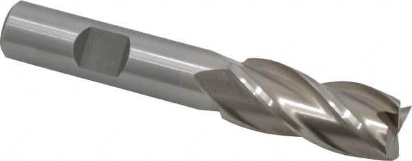 MSC INDUSTRIAL 15mm, 13/8 LOC, 1/2 Shank Diam, 33/8 OAL, 4 Flute, Cobalt Square End Mill