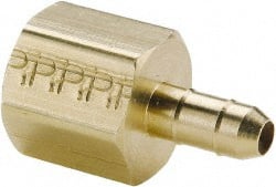 PARKER 1/4 Tube ID, 1/418 Thread, Metal Barbed Female Tube Connector