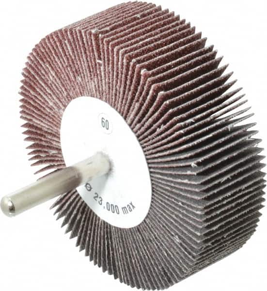 CGW ABRASIVES 3 Diam x 1 Face Width, Medium Aluminum Oxide Coated Mounted Flap Wheel