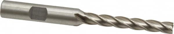 MSC INDUSTRIAL 1/4, 13/4 LOC, 3/8 Shank Diam, 31/2 OAL, 4 Flute, High Speed Steel Square End Mill