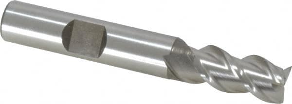 MSC INDUSTRIAL 3/8 Diam 3Flute 45&deg; Cobalt Square Roughing & Finishing End Mill