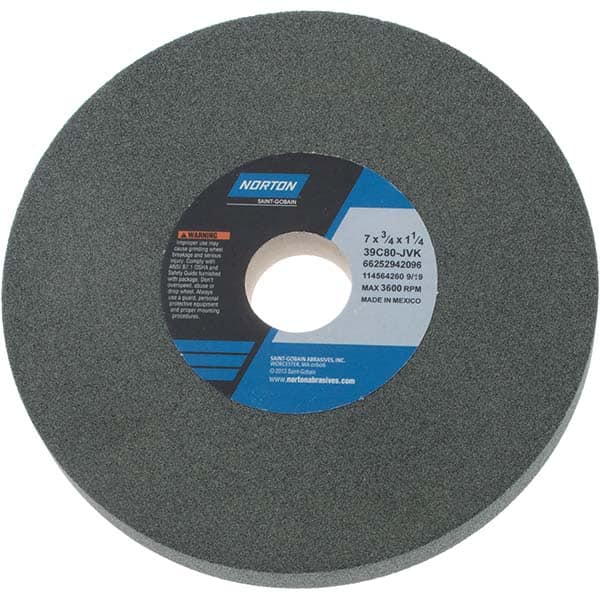NORTON 7 Diam x 11/4 Hole x 3/4 Thick, J Hardness, 80 Grit Surface Grinding Wheel