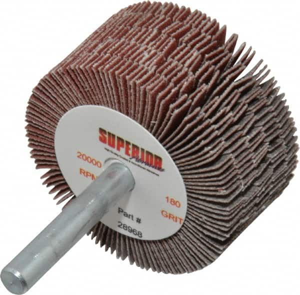 SUPERIOR ABRASIVES 2 Diam x 1 Face Width, Very Fine Aluminum Oxide Coated Mounted Flap Wheel