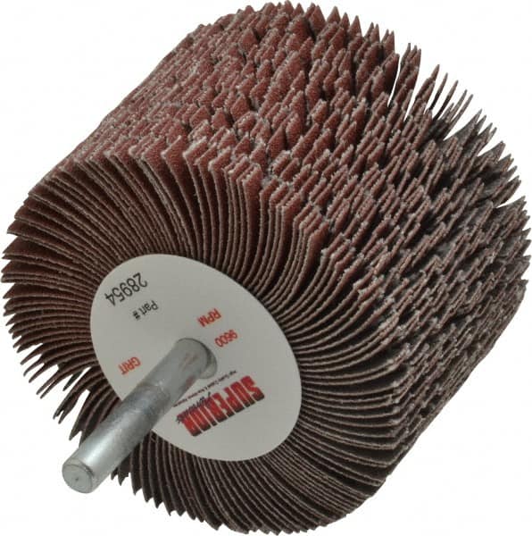 SUPERIOR ABRASIVES 3 Diam x 2 Face Width, Fine Aluminum Oxide Coated Mounted Flap Wheel