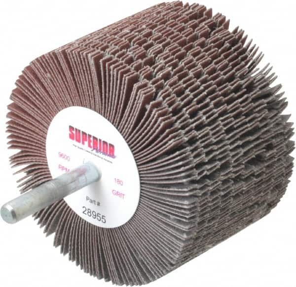 SUPERIOR ABRASIVES 3 Diam x 2 Face Width, Very Fine Aluminum Oxide Coated Mounted Flap Wheel
