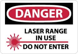 NMC Danger Laser Range in Use Do Not Enter, 10 Long x 14 Wide, Aluminum Safety Sign