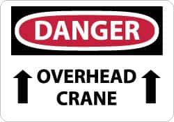 NMC Danger Overhead Crane, 10 Long x 14 Wide, PressureSensitive Vinyl Safety Sign