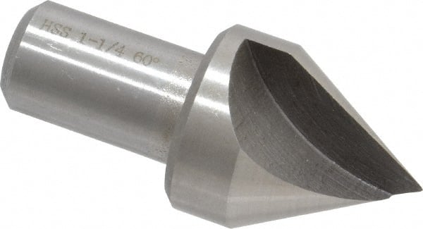 MSC INDUSTRIAL 11/4 Head Diam, 3/4 Shank Diam, 1 Flute 60&deg; High Speed Steel Countersink