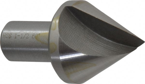 MSC INDUSTRIAL 11/2 Head Diam, 3/4 Shank Diam, 1 Flute 60&deg; High Speed Steel Countersink