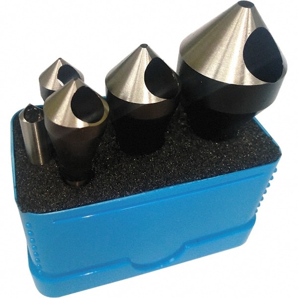 MSC INDUSTRIAL 5 Piece, 1/16 to 9/16 Head Diam, 90&deg; Included Angle, Single End Countersink Set