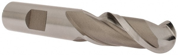HERTEL 5/8 Diam, 15/8 LOC, 2 Flute High Speed Steel Ball End Mill