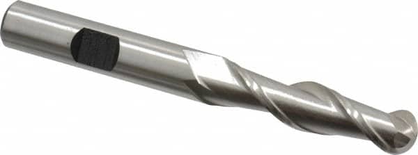 HERTEL 3/8 Diam, 11/2 LOC, 2 Flute High Speed Steel Ball End Mill