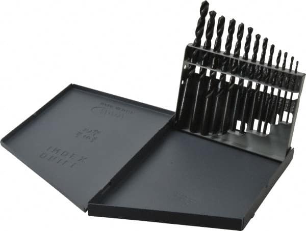 HERTEL 1/16 to 1/4, 118&deg; Point, Oxide Finish, High Speed Steel Jobber Length Drill Bit Set