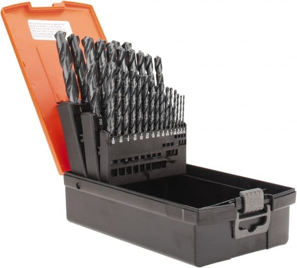 HERTEL 1/16 to 1/2, 118&deg; Point, Oxide Finish, High Speed Steel Jobber Length Drill Bit Set