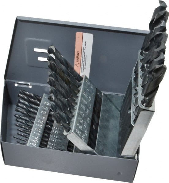 HERTEL 1/16 to 1/2, 135&deg; Point, Oxide Finish, High Speed Steel Jobber Length Drill Bit Set