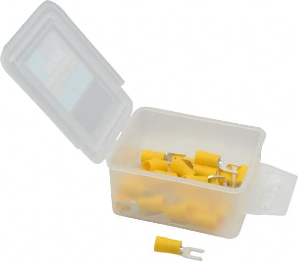 IDEAL #8 Stud, 12 to 10 AWG Compatible, Partially Insulated, Crimp Connection, Locking Fork Terminal