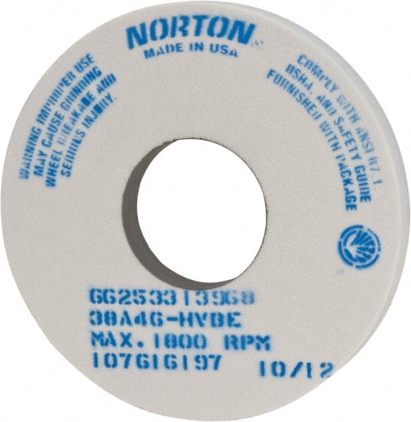 NORTON 14 Diam x 5 Hole x 11/2 Thick, H Hardness, 46 Grit Surface Grinding Wheel