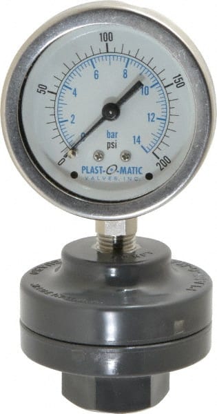 PLAST-O-MATIC 200 Max psi, 2 Inch Dial Diameter, PVC Pressure Gauge Guard and Isolator