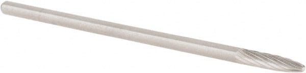 M.A. FORD. 1/8 Cut Diam, 1/8 Shank Diam, Carbide Single Cut Tree Burr with Radius