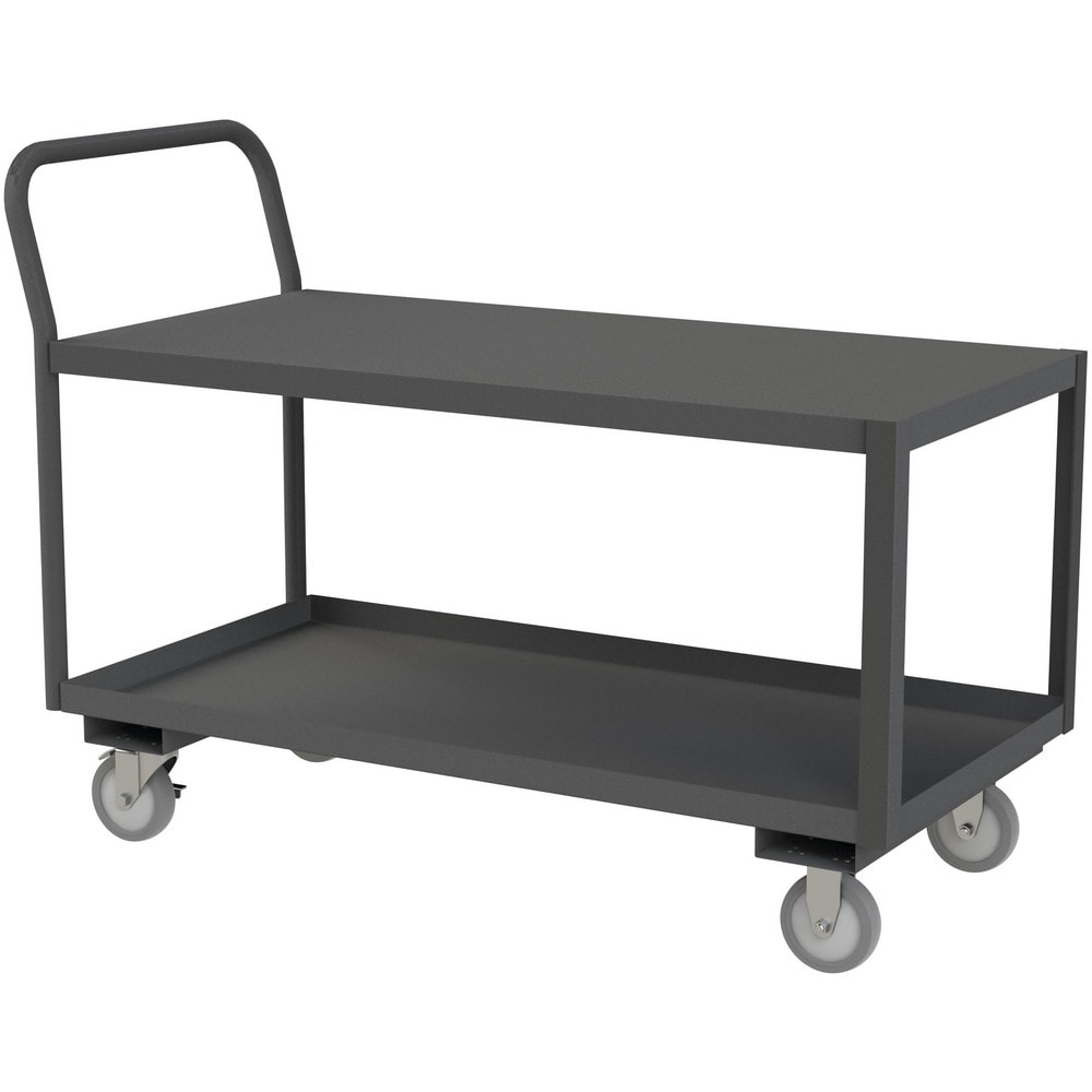 DURHAM Carts; Cart Type: Low Deck Service Truck ; Caster Type: 2 Swivel/2 Rigid ; Caster Configuration: Rigid & Swivel ; Brake Type: Side Brake ; Width (Inch): 241/4 ; Material: Steel