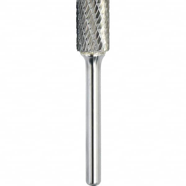 MSC 1/2 Cut Diam, 1/4 Shank Diam, Carbide Double Cut Cylinder Burr