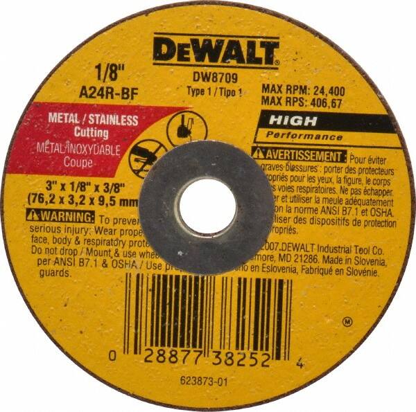 DEWALT 3 x 1/8, 3/8 Hole 24 Grit Aluminum Oxide Cutoff Wheel