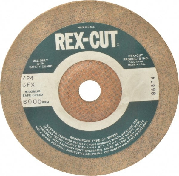 CRATEX 24 Grit, 7 Wheel Diam, 3/16 Wheel Thickness, 7/8 Arbor Hole, Type 27 Depressed Center Wheel