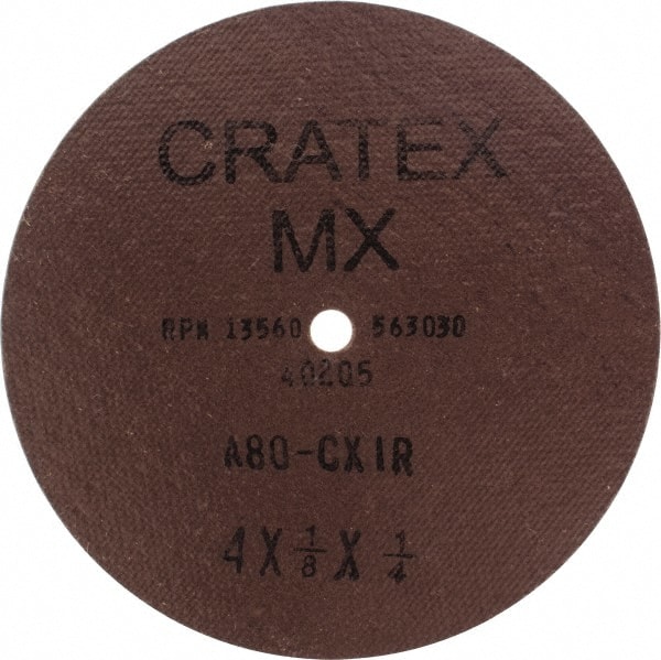 CRATEX 4 Diam, 1/4 Hole, 80 Grit Aluminum Oxide Fiber Disc