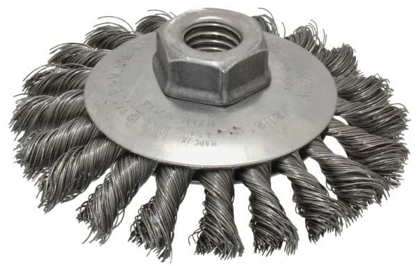 WEILER 4 OD, 5/811 Arbor Hole, Knotted Steel Wheel Brush