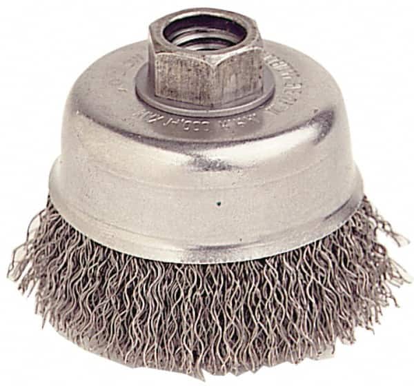 WEILER 5 Diam 5/811 Threaded Arbor Stainless Steel Fill Cup Brush