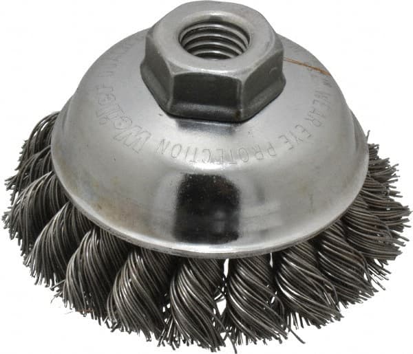 WEILER 31/2 Diam 5/811 Threaded Arbor Steel Fill Cup Brush