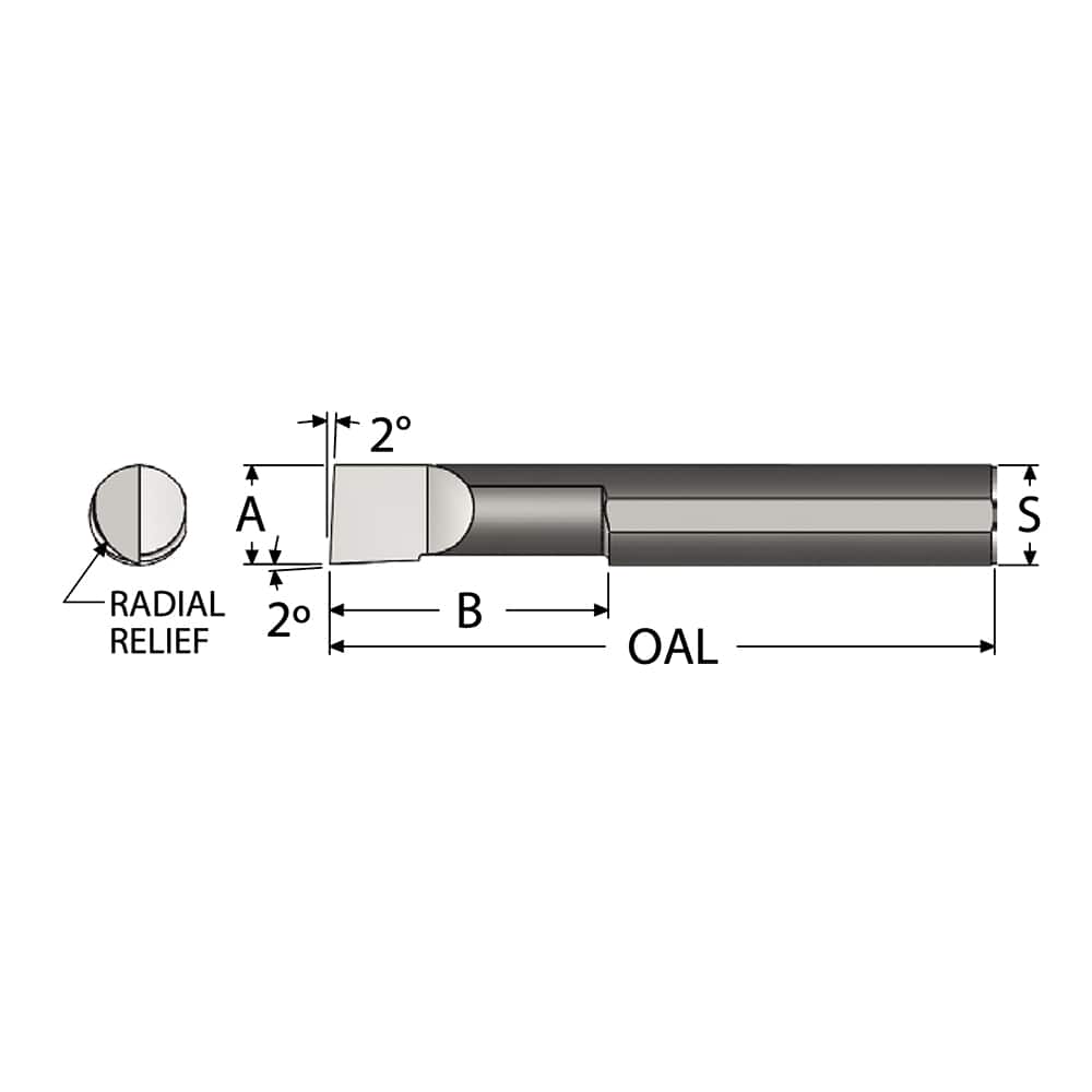 SCIENTIFIC CUTTING TOOLS 0.075 Min Bore Diam, 1/4 Max Bore Depth, 1/8 Shank Diam, Radial Relief Boring Bar