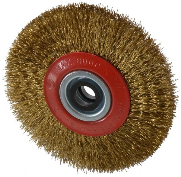 MSC INDUSTRIAL 5 OD, 3/4 Arbor Hole, Crimped BrassCoated Steel Wheel Brush