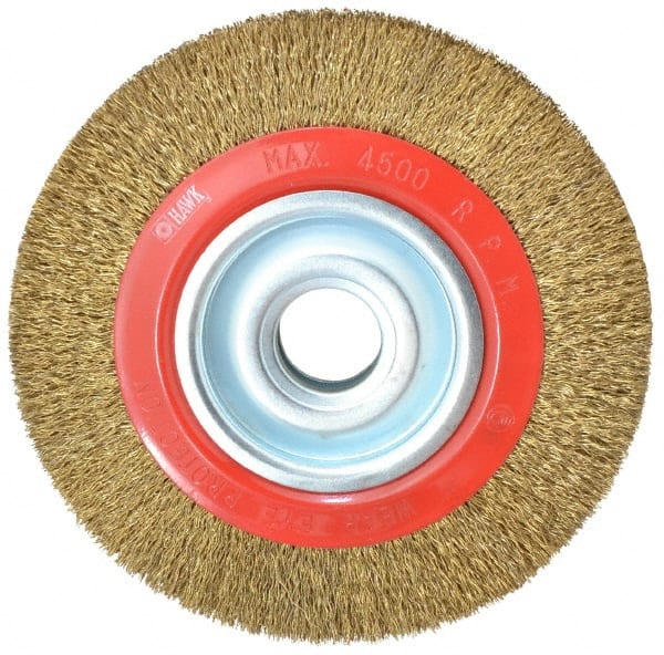 MSC INDUSTRIAL 8 OD, 11/4 Arbor Hole, Crimped BrassCoated Steel Wheel Brush
