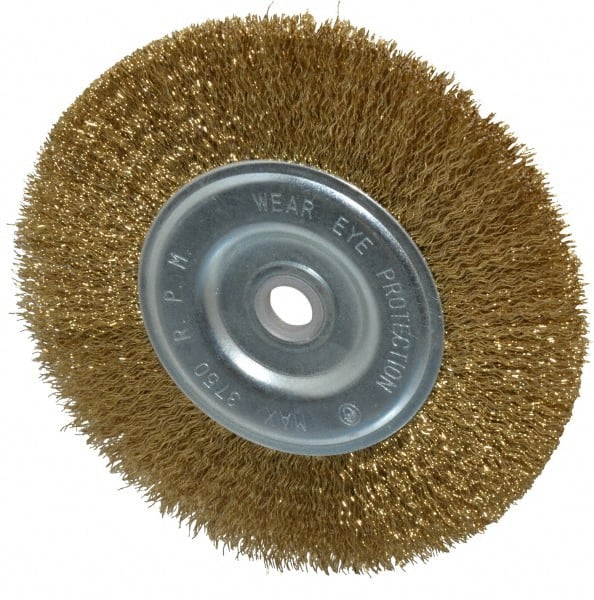 MSC INDUSTRIAL 6 OD, 5/8 Arbor Hole, Crimped BrassCoated Steel Wheel Brush