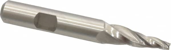 MSC 7&deg; 1/8 Small End Diam, 1 LOC, 3 Flute High Speed Steel Tapered Square End Mill