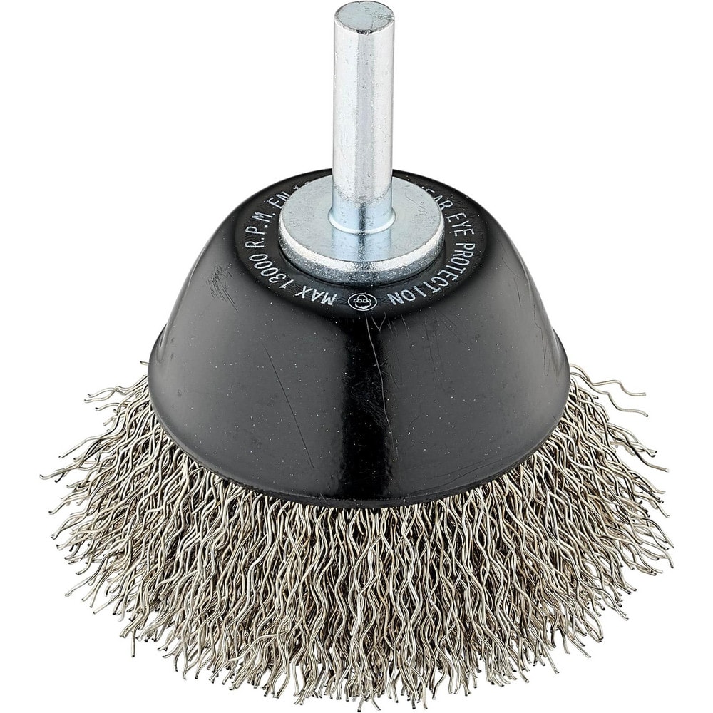 TANIS Cup Brushes; Brush Diameter (Decimal Inch): 2 ; Brush Type: Crimped ; Fill Material: Stainless Steel ; Arbor Type: Shank ; Arbor Hole Thread Size: 1/4 in ; Grit: 0
